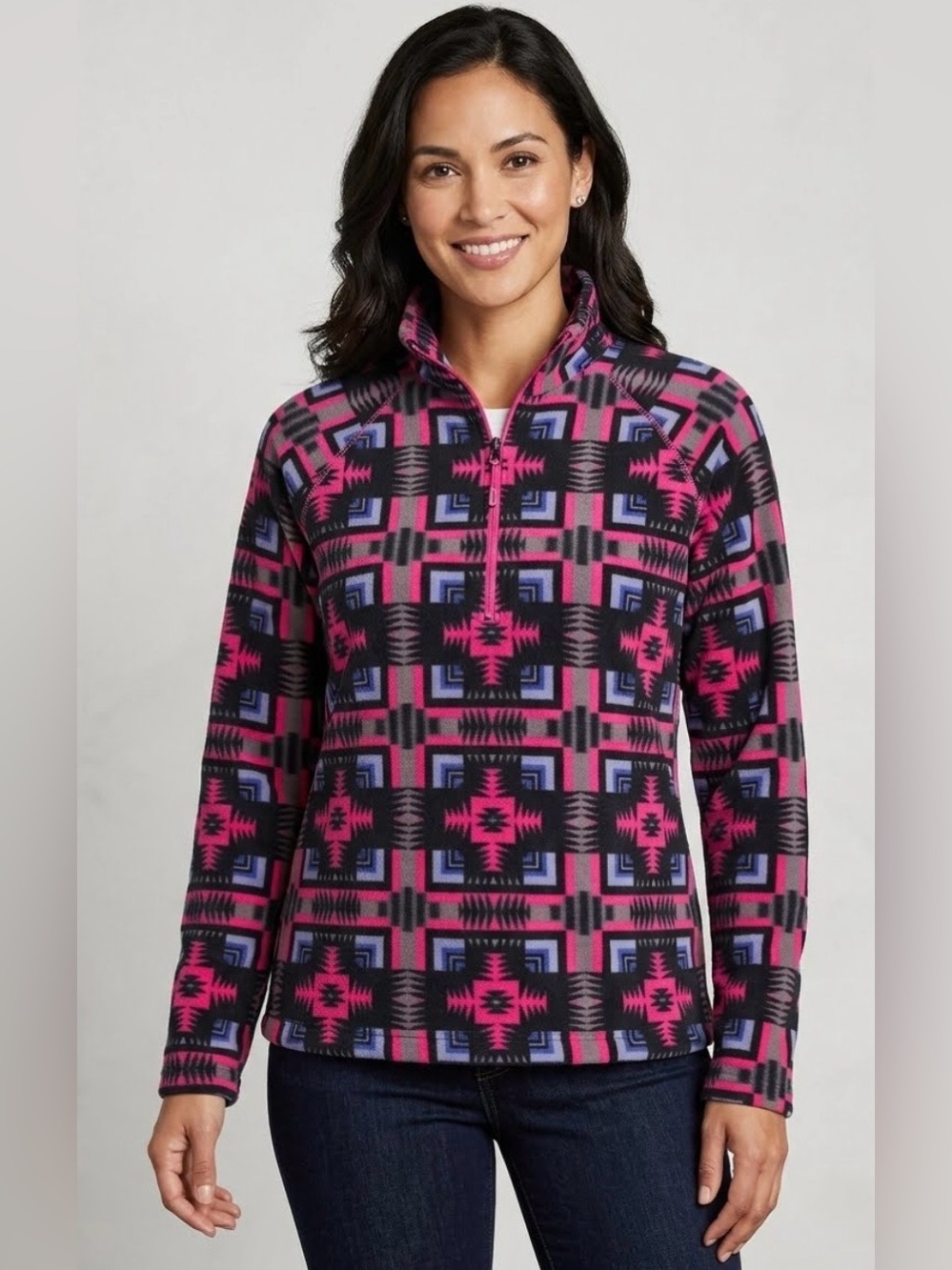 Eddie Bauer Quest 1/4 Zip Fleece Aztec Patterned Pullover Women’s Size M